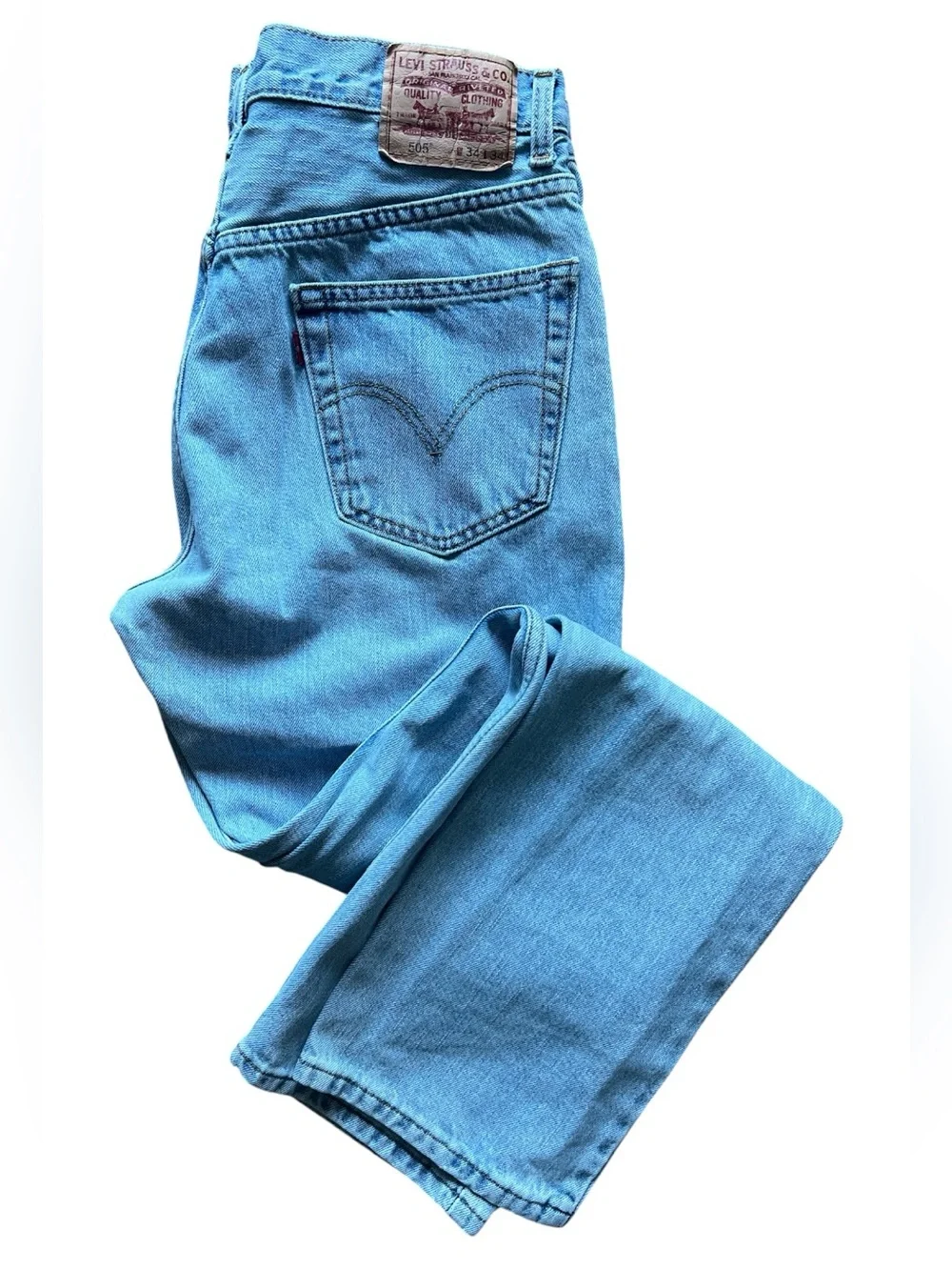 Levi’s 505 Regular Fit Men’s Jeans Light Wash Blue Denim Size 34x34 100% Cotton